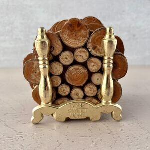 Home Sweet Home Coasters - Wood - Vintage 1980s - Set of 6 - Cottage